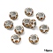 10Pcs Alloy Rhinestone European Beads, Large Hole Beads, Rondelle, Topaz, 11x6mm, Hole: 5mm