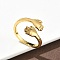 Brass Cuff Rings, Hugging Hand, Real 18K Gold Plated, 2~16mm, US Size 8 1/4(18.3mm)