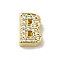 Brass Micro Pave Cubic Zirconia Beads, Lead Free & Cadmium Free, Long-Lasting Plated, Real 18K Gold Plated, Letter B, 12.5x9x4.5mm, Hole: 9.5x2mm