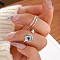 2Pcs Alloy with Rhinestone Cuff Rings, Flat Round, Platinum, Inner Diameter: 17mm