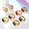 304 Stainless Steel Hoop Earrings, with Glass Rhinestone, Ion Plating(IP), Rectangle, Golden, Mixed Color, 16x17x2.5mm