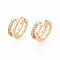 Brass Micro Pave Clear Cubic Zirconia Cuff Earrings, Two-layer C-Shaped, Real 18K Gold Plated, 11x12x4mm