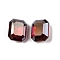 Glass Rhinestone Cabochons, Flat Back & Back Plated, Faceted, Rectangle, Siam, 10x8x4.5mm