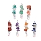 7Pcs Natural Quartz Crystal & Amethyst & Red Aventurine & Red Jasper & Red Agate & Green Aventurine & Lapis Lazuli & Synthetic Turquoise Chip Beaded Pendants, Chakra Charms with Glass Teardrop, Silver, 37.5~39.5x9.5~11.5x7.5~8.5mm, Hole: 2mm, 1pc/style
