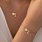 Heart Brass Pendant Necklaces & Charm Bracelets Sets, Golden, Letter E, 400mm