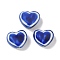 Handmade Porcelain Beads, Heart, Famille Rose Porcelain, Blue, 12~13x14~15x6~7mm, Hole: 2.5~3mm