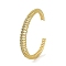 Brass Micro Pave Cubic Zirconia Hollow Cuff Bangles, Long-Lasting Plated, Lead Free & Cadmium Free, Real 18K Gold Plated, Inner Diameter: 2-3/8 inch(5.9cm)