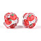 Fruit Round Resin Beads, with Polymer Clay & Rhinestone, Apple, 17~21.5mm, Hole: 2~2.5mm