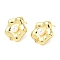 Brass Plastic Pearl Stud Earring Findings, Flower, Rack Plating, Long-Lasting Plated, Cadmium Free & Lead Free, with Loop, Real 18K Gold Plated, 20.5x18mm, Hole: 1.4mm, Pin: 11x1mm