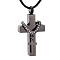Stainless Steel Cremation Box Pet Memorial Pendant Round Snake Chain Necklaces, Crystal Rhinestone Cross Urn Ashes Pendants Necklaces for Women Men, Gunmetal, 8.27~19.69 inch(21~50cm)