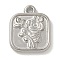 Anti-Tarnish 304 Stainless Steel Pendants, Square with Flower Charm, Stainless Steel Color, 18.5x15x2.5mm, Hole: 1.6mm
