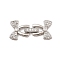 Brass Micro Pave Clear Cubic Zirconia Fold Over Clasps, Cadmium Free & Nickel Free & Lead Free, Bowknot, Platinum, 27x12.5x4~4.5mm, Hole: 2.5x0.8mm