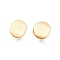 Brass Ear Stud Findings, with Loop, Flat Round, Pin with 304 Surgical Stainless Steel, Real 18K Gold Plated, 12x0.5mm, Hole: 2mm, Pin: 0.8mm