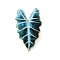 Leaf Enamel Pins, Golden Alloy Brooches for Backpack Clothes, Cyan, 33x21mm