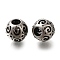 304 Stainless Steel European Beads, Large Hole Beads, Round with Vortex, Antique Silver, 9.5x9mm, Hole: 4mm