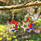 Independence Day Theme Alloy Enamel Dangle Earrings, with Crystal Rhinestone, Platinum, Star, 45mm