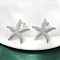 Brass Stud Earrings, Starfish, Platinum, 24x25mm