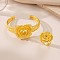 Flower Alloy Cuff Bangles & Rings Sets, Golden, Inner Diameter: 18mm