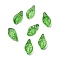 Glass Beads, Leaf, Green, 12x6.5x5mm, Hole: 0.8mm