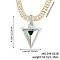 Elegant Brass Pave Green Cubic Zirconia Triangle Pendant Necklaces, Perfect for Daily Wear, Platinum, 23.62 inch(60cm)