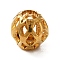 Brass Hollow Beads, Long-Lasting Plated, Round, Golden, 5x5.5mm, Hole: 2mm