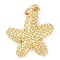 Rack Plating Brass Pendants, Long-Lasting Plated, Cadmium Free & Lead Free, Real 18K Gold Plated, with Jump Ring, Starfish, 17.5x15x2.5mm, Hole: 3.5mm