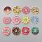 Computerized Embroidery Cloth Iron On/Sew On Patches, Costume Accessories, Appliques, Donut, Mixed Color, 60.5~61.5x61~63.5x2mm, 12pcs/set