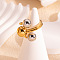 304 Stainless Steel Interlocking Circle Balls Adjustable Cuff Rings for Women, Real Gold Plated & Stainless Steel Color, 29.8mm, Inner Diameter: 20.5mm