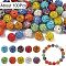 Pave Disco Ball Beads, Polymer Clay Rhinestone Beads, Round, Mixed Color, PP13(1.9~2mm), 6 Rows Rhinestone, 10mm, Hole: 1.5mm, 100pcs/set