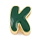 Brass Enamel Beads, Cadmium Free & Lead Free, Rack Plating, Long-Lasting Plated, Real 18K Gold Plated, Letter K, 14x10.5x6mm, Hole: 3x11mm