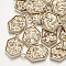 Alloy Pendants, with Sequins/ Paillettes Chips, Hexagon, Golden, Goldenrod, 24.5x15x2.5mm, Hole: 2mm