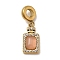 304 Stainless Steel & Cat Eye European Dangle Charms, Perfume Bottle Large Hole Pendants with Crystal Rhinestone, Ion Plating(IP), Golden, PeachPuff, 29mm, Hole: 4.5mm