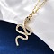 Brass Micro Pave Clear Cubic Zirconia Snake Pendant Necklaces, Real 18K Gold Plated, 17.52 inch(44.5cm), Pendant: 32x15.5mm