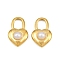 304 Stainless Steel & ABS Plastic Imitation Pearl Pendants, Heart-shape Lock, Ion Plating(IP), Golden, 19.5x12.5x6mm, Hole: 7x5.5mm