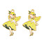 Rack Plating Alloy Enamel Pendants, Golden, Angel Fairy Charms, Yellow, 30x20x1.5mm, Hole: 1.8mm