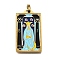Tarot 304 Stainless Steel Enamel Pendants, Real 18K Gold Plated, Ion Plating(IP), Human, 37.5x22x2mm, Hole: 6x3.5mm
