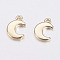 Long-Lasting Plated Brass Charms, Moon, Nickel Free, Real 18K Gold Plated, 7.5x5x1mm, Hole: 1mm