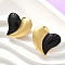 Heart 304 Stainless Steel Stud Earrings, with Enamel, Golden, Black, 21.5x24mm