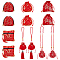 12Pcs 6 Styles Silk Packing Pouches Set, Including Vintage Scented Sachet Perfume Drawstring Bag and Zipper Jewelry Gift Bag, with Tassel and Beads, Mixed Patterns, Red, 10.9~34cm, 2pcs/style