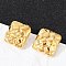 304 Stainless Steel Textured Stud Earrings, Ion Plating(IP), Real 14K Gold Plated, Rectangle, 14.5x14mm