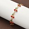 304 Stainless Steel Enamel Link Bracelets for Women, Cherry, Ion Plating(IP), Golden, 7 inch(17.8cm)