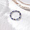 Natural Sodalite Beaded Stretch Rings for Women, with Glass Seed Beads, Faceted Round, Inner Diameter: 19mm