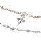 Alloy Double Layer Necklaces for Women, Cross Pendant Necklaces, Platinum, 13.98 inch(35.5cm)