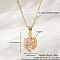 Brass Pave Pink Resin Scared Heart Pendant Necklaces for Women, Golden, 17.72 inch(45cm)