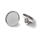 304 Stainless Steel Flat Round Brooch Brooch Base Settings, Stainless Steel Color, 21.5x11mm, Inner Diameter: 19.5mm