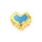 304 Stainless Steel Enamel Beads, Ion Plating(IP), Real 18K Gold Plated, Heart, Deep Sky Blue, 13x15x7mm, Hole: 1.2mm