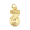 Brass Pendants, Number 3 Charms, Long-Lasting Plated, Lead Free & Cadmium Free, Rack Plating, with Jump Ring, Real 18K Gold Plated, 15x8x2mm, Hole: 3.5mm