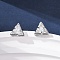 Brass Micro Pave Clear Cubic Zirconia Stud Earrings, Rack Plating, Long-Lasting Plated, Cadmium Free & Lead Free, Platinum, Triangle, 8.5x10mm