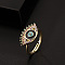 Brass Micro Pave Cubic Zirconia Enamel Cuff Rings, Evil Eye, Golden, Dark Turquoise, Inner Diameter: Adjustable