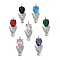 Glass Teardrop Connector Charms, Brass Clear Cubic Zirconia Flower Links, Mixed Color, Platinum, 19x8x5mm, Hole: 1.2mm and 1.6mm